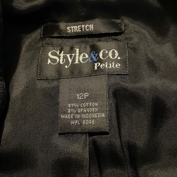 Style & Co. Black Corduroy Satin Trim Hidden Snap Front Jacket - Picture 11 of 11